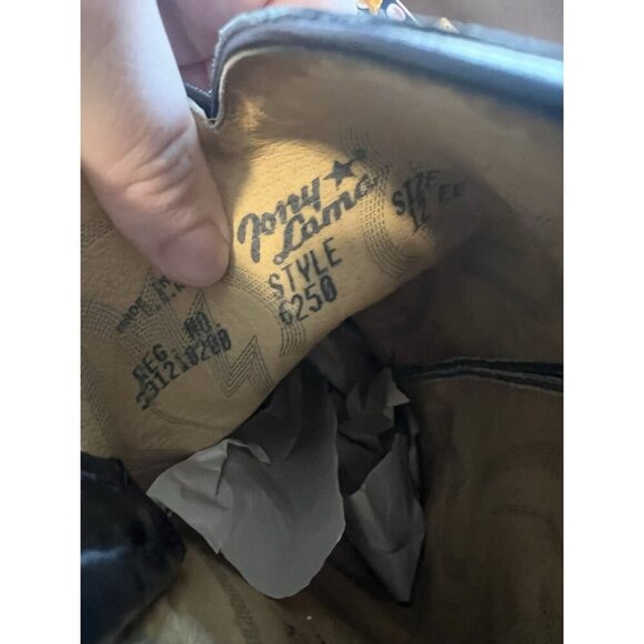 Tony Lama 6250 Black Shrunken Shoulder Leather Boots Mens Size 12 EE - Picture 7 of 8